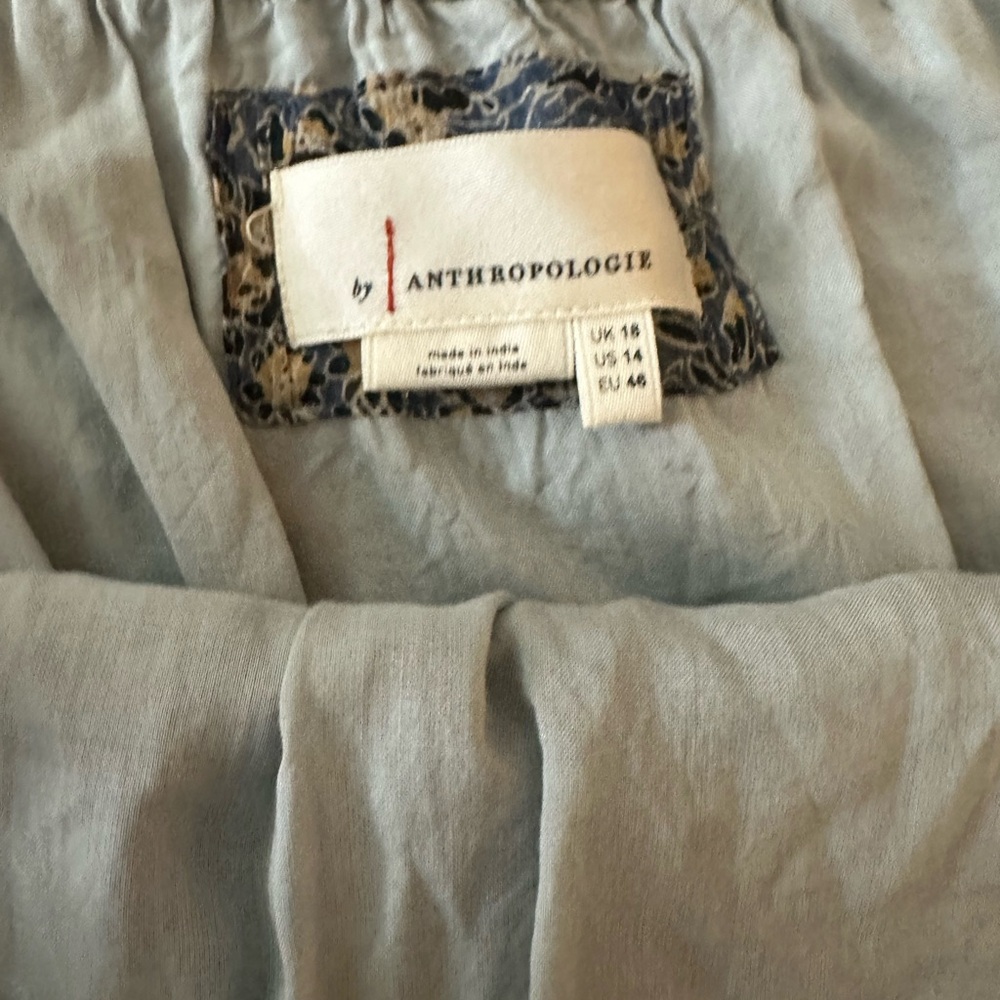 By Anthropologie Blue Kira Off-The-Shoulder Adjustable TieWaist Peasant Dress 14 - Picture 10 of 16